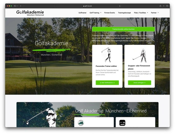 Screenshot Internetseite Golfakademie