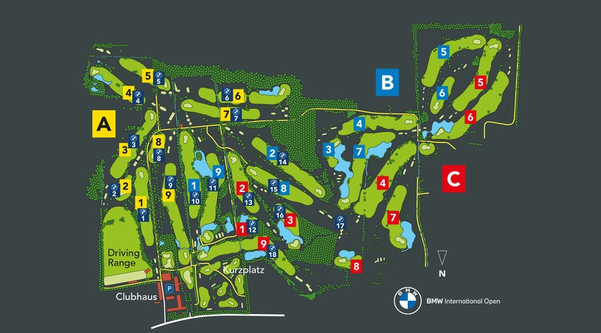 Platzübersicht der Spielbahnen während der BMW International Open