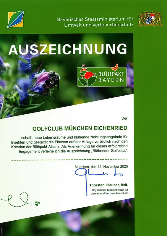 Urkunde Blühpakt Bayern