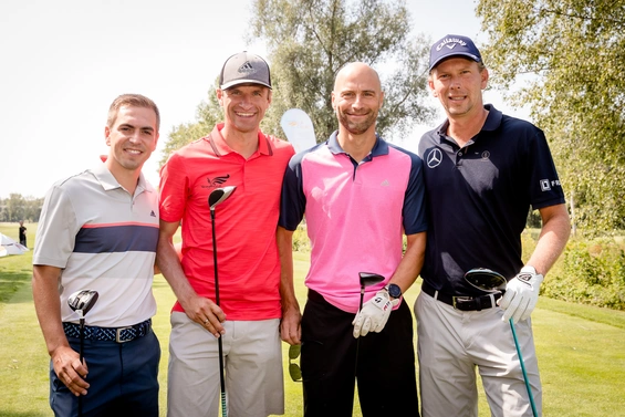 Gemeinsam auf der Runde (v.l.n.r.): Philipp Lahm, Thomas Müller, Christian Bärtels & Marcel Siem.
