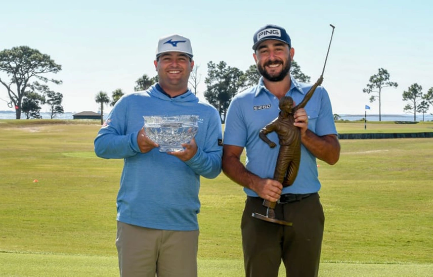 Stephan Jäger, rechts, wurde zum Spieler des Jahres gekürt, Greyson Sigg wurde Rookie of the year auf der Korn Ferry Tour. Beide spielen bereits auf der US PGA-Tour.